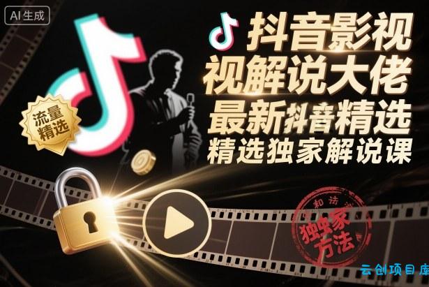 抖音影视解说大佬最新抖音进精选和独家方法,精选独家解说课(更新26年3月)
