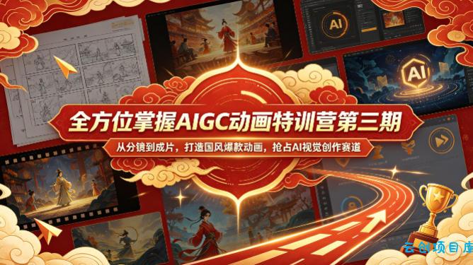 全方位掌握AIGC动画特训营第三期，从分镜到成片，打造国风爆款动画，抢占AI视觉创作赛道红利-云创项目库