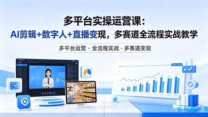 某团队多平台实操运营课-更新26年4月29：AI剪辑+数字人+直播变现，多赛道全流程实战教学-云创项目库