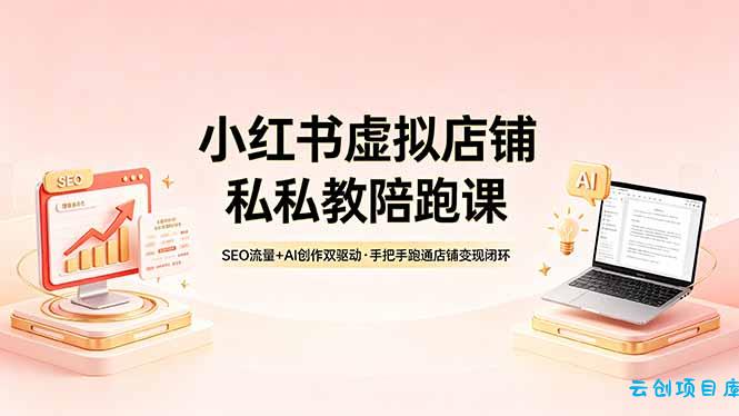 小红书虚拟店铺私教陪跑课，SEO流量+AI创作双驱动，手把手跑通店铺变现闭环-云创项目库