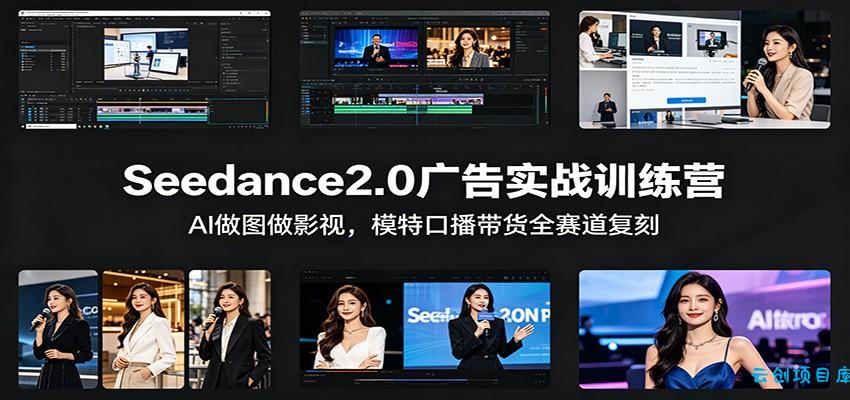 Seedance2.0广告实战训练营：AI做图做影视，模特口播带货全赛道复刻-云创项目库