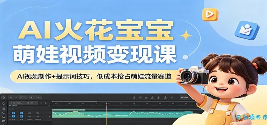 AI火花宝宝萌娃视频变现课：AI视频制作+提示词技巧，低成本抢占萌娃流量赛道-云创项目库