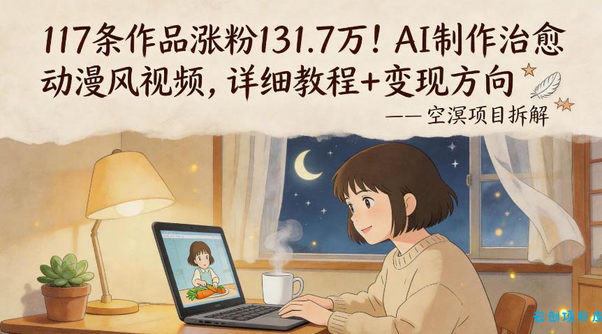 117条作品涨粉131.7W！AI制作治愈动漫风视频，详细教程+变现方向-云创项目库