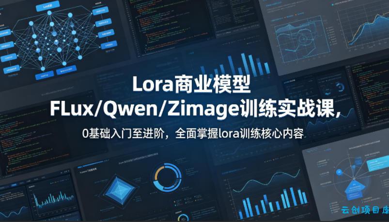 系统性学习Lora商业模型FLux／Qwen／Zimage训练实战课，0基础入门至进阶，全面掌握lora训练核心内容-云创项目库