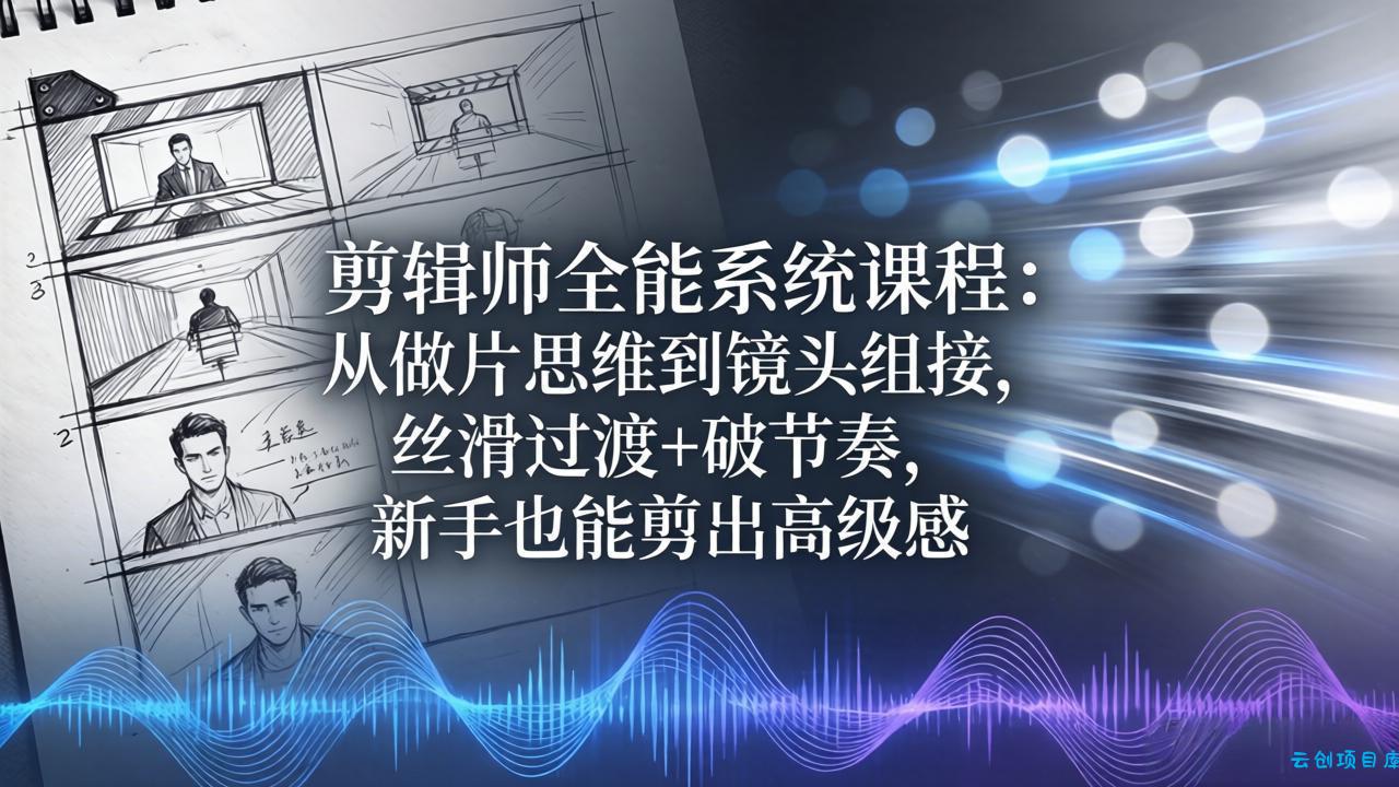 剪辑师全能系统课程：从做片思维到镜头组接，丝滑过渡+破节奏，新手也能剪出高级感-云创项目库
