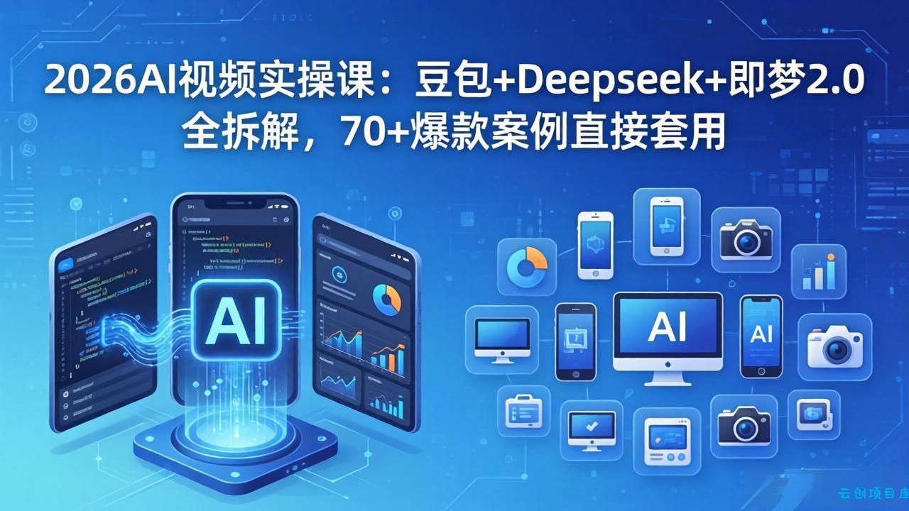 2026AI视频实操课：豆包+Deepseek+即梦2.0全拆解，70+爆款案例直接套用-云创项目库