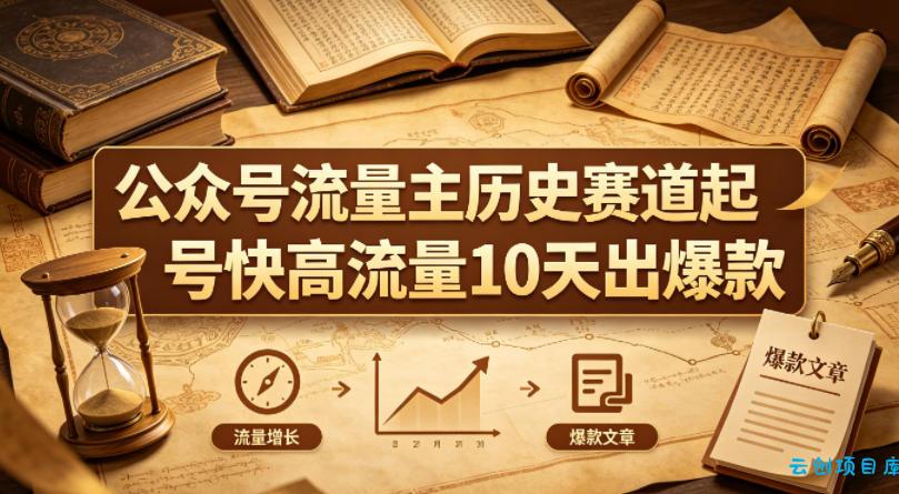 公众号流量主之历史赛道,起号快+高流量,10天就能出爆款!