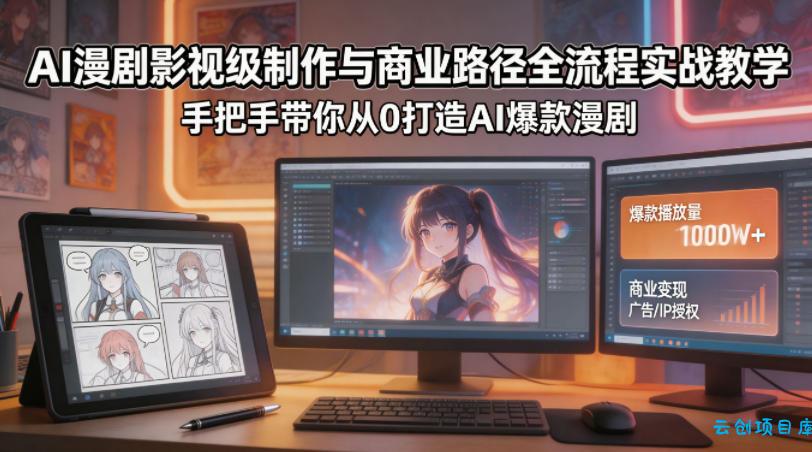 AI漫剧影视级制作与商业路径全流程实战教学，手带你从0打造AI爆款漫剧-云创项目库