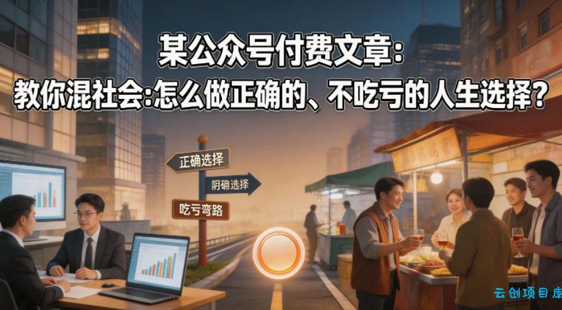 某公众号付费文章:教你混社会:怎么做正确的、不吃亏的人生选择?