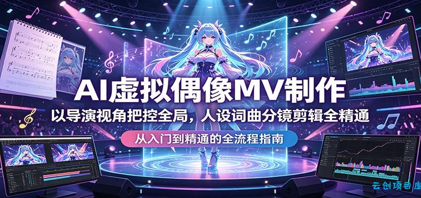 AI虚拟偶像MV制作:以导演视角把控全局,人设词曲分镜剪辑全精通-云创项目库