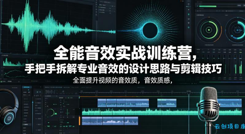全能音效实战训练营，手把手拆解专业音效的设计思路与剪辑技巧，全面提升视频的音效质感-云创项目库