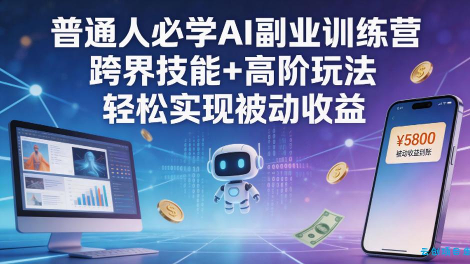 普通人必学AI副业训练营跨界技能+高阶玩法轻松实现被动收益