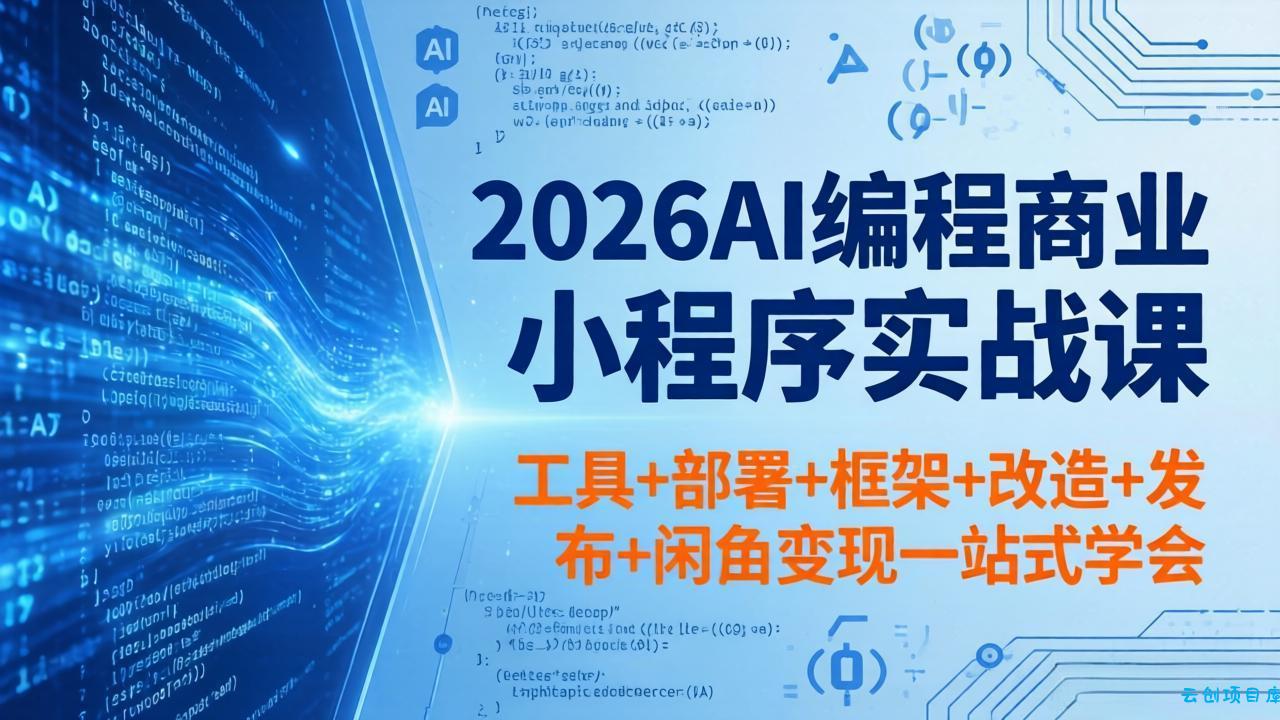 2026AI编程商业小程序实战课，工具+部署+框架+改造+发布+闲鱼变现一站式学会-云创项目库