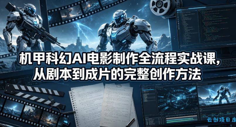 机甲科幻AI电影制作全流程实战课，从剧本到成片的完整创作方法-云创项目库