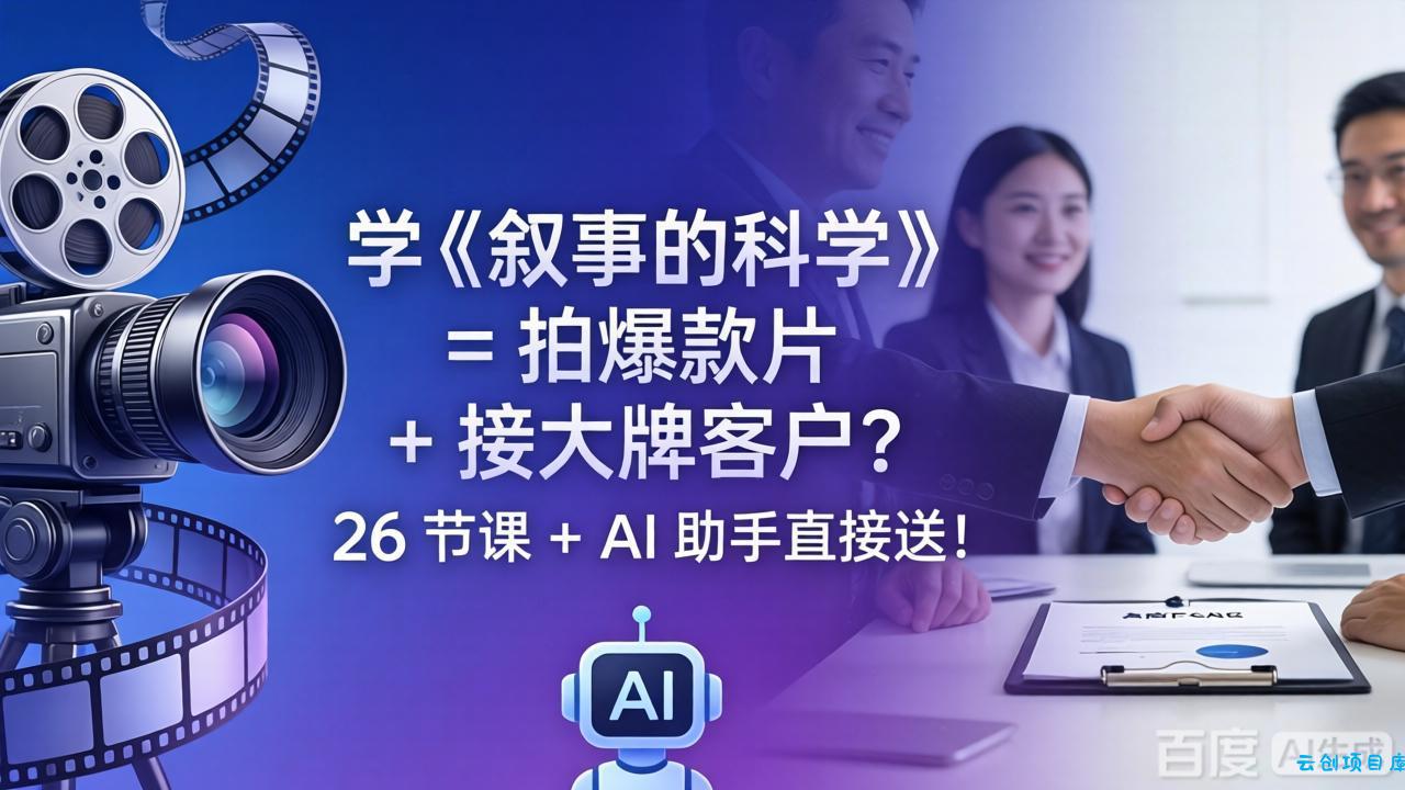 学《叙事的科学》= 拍爆款片 + 接大牌客户？26 节课 + AI 助手直接送！-云创项目库