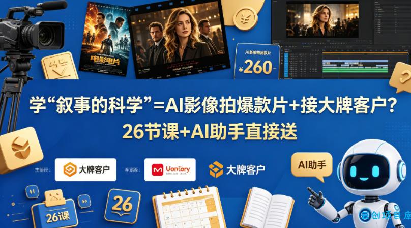 学《叙事的科学》=AI影像拍爆款片+接大牌客户？26节课+AI助手直接送【原创双语字幕】-云创项目库