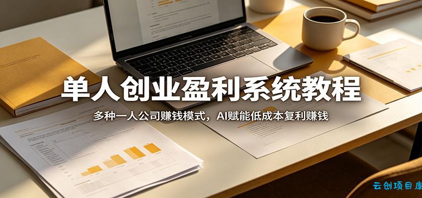 单人创业盈利系统教程:多种一人公司赚钱模式,AI赋能低成本复利赚钱-云创项目库