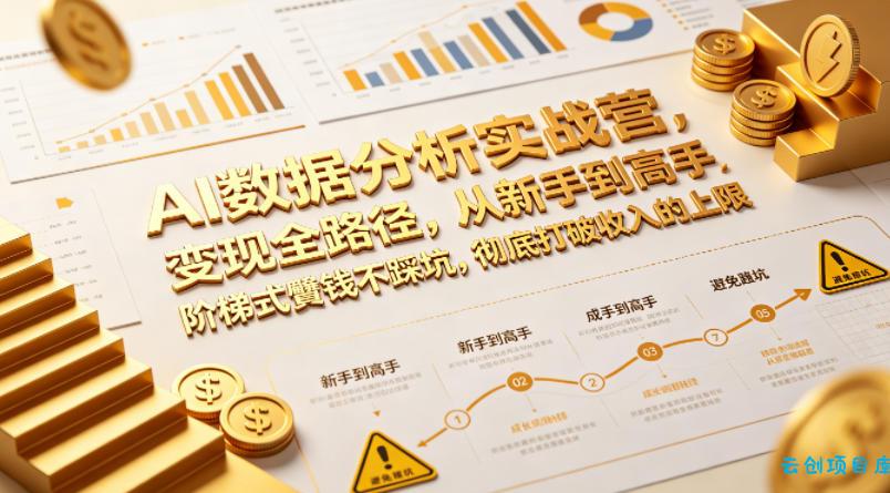 AI数据分析实战营,变现全路径,从新手到高手,阶梯式賺钱不踩坑,彻底打破收入的上限