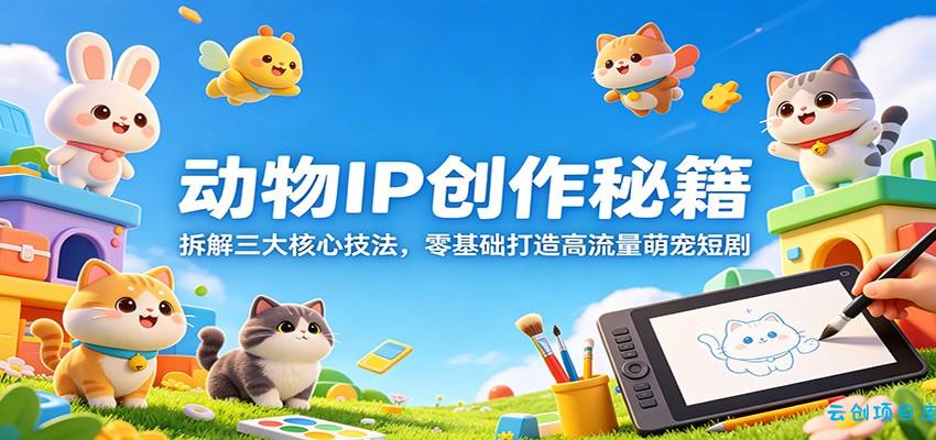 动物IP创作秘籍：拆解三大核心技法，零基础打造高流量萌宠短剧-云创项目库