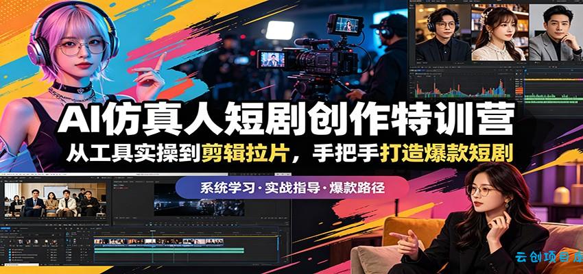 AI仿真人短剧创作特训营:从工具实操到剪辑拉片,手把手打造爆款短剧-云创项目库