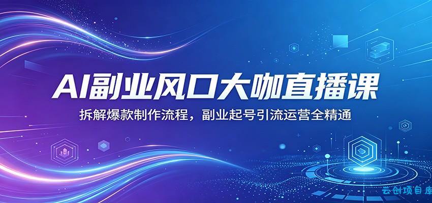 AI副业风口大咖直播课：拆解爆款制作流程，副业起号引流运营全精通-云创项目库