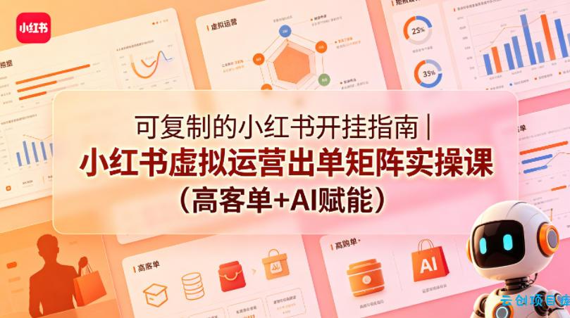 可复制的小红书开挂指南|小红书虚拟运营出单矩阵实操课(高客单+AI赋能)