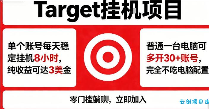 海外平台Target商品浏览曝光，24小时运行无需人工值守，日收益100美刀+电脑可多开【揭秘】-云创项目库
