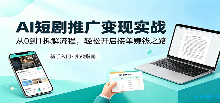 AI短剧推广变现实战：从0到1拆解流程，轻松开启接单赚钱之路-云创项目库