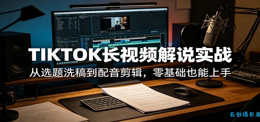 TIKTOK长视频解说实战：从选题洗稿到配音剪辑，零基础也能上手-云创项目库