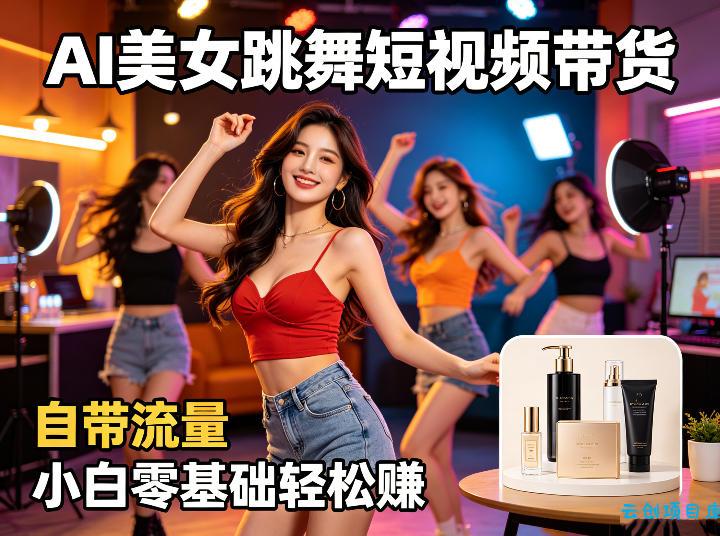 AI美女跳舞短视频带货：自带流量，小白零基础轻松賺，详细拆解-云创项目库