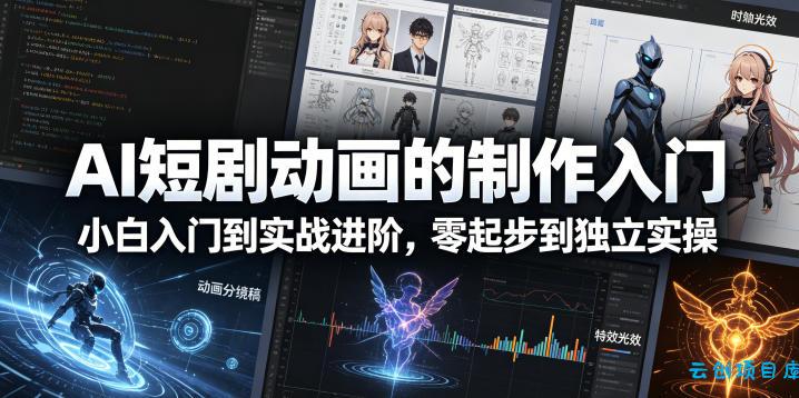AI短剧动画的制作入门，小白入门到实战进阶，零起步到独立实操-云创项目库
