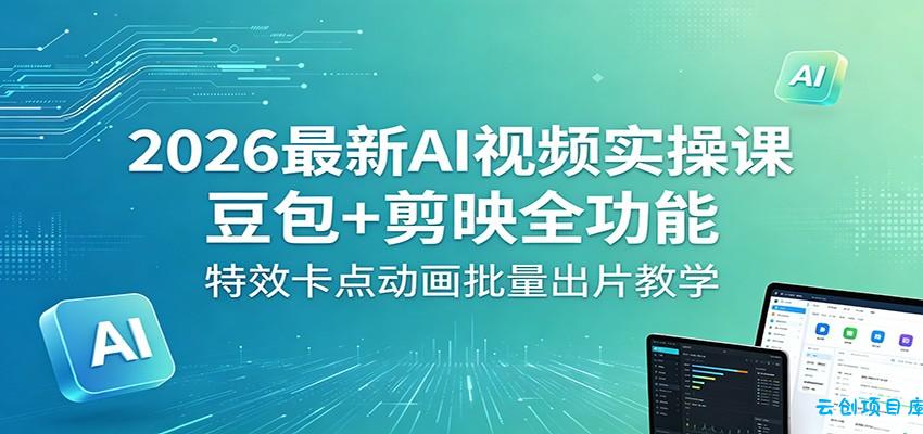 2026最新AI视频实操课：豆包+剪映全功能，特效卡点动画批量出片教学-云创项目库