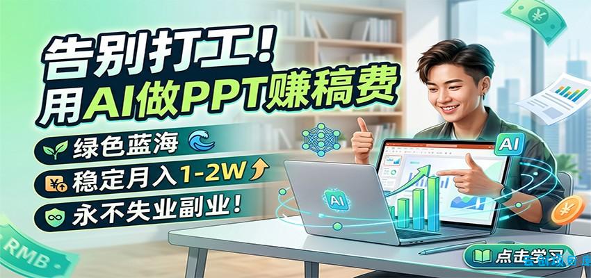 告别打工!用AI做PPT赚稿费,绿色蓝海,稳定月入1-2W,永不失业副业!-云创项目库