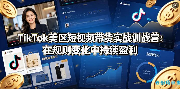 TikTok美区短视频带货实战训战营:在规则变化中持续盈利-云创项目库