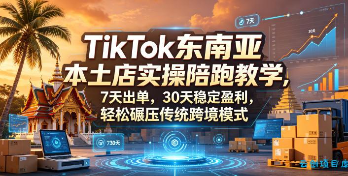 TikTok东南亚本土店实操陪跑教学，7天出单，30天稳定盈利，轻松碾压传统跨境模式-云创项目库