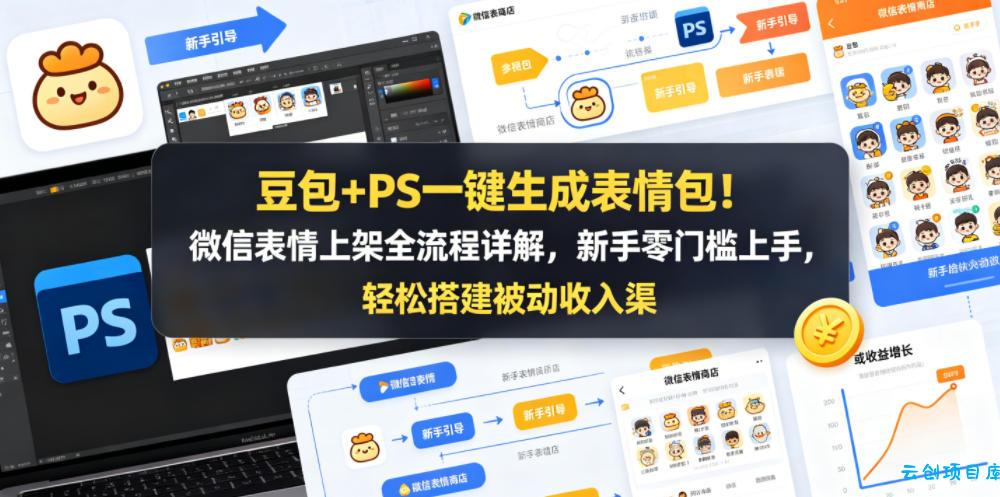 豆包+PS一键生成表情包！微信表情上架全流程详解，新手零门槛上手，轻松搭建被动收入渠道-云创项目库