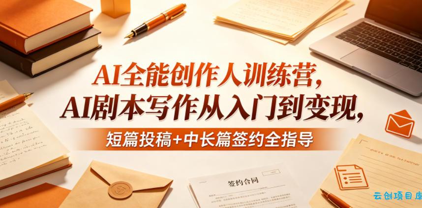 AI全能创作人训练营，AI剧本写作从入门到变现，短篇投稿+中长篇签约全指导-云创项目库