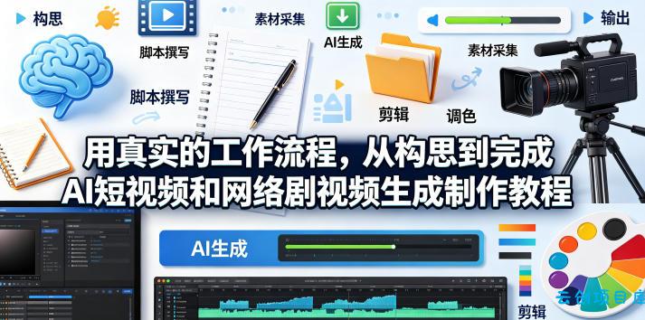 用真实的工作流程，从构思到完成AI短视频和网络剧视频生成制作教程-中英字幕-云创项目库
