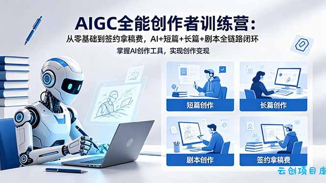AIGC全能创作者训练营：从零基础到签约拿稿费，AI+短篇+长篇+剧本全链路闭环-云创项目库