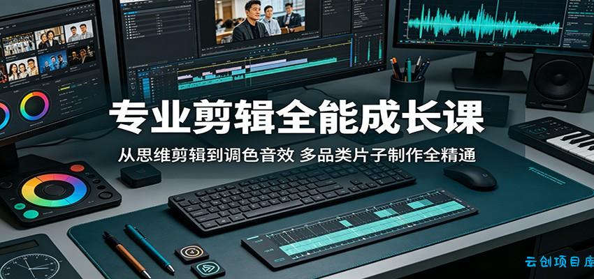 专业剪辑全能成长课:从思维剪辑到调色音效,多品类片子制作全精通-云创项目库
