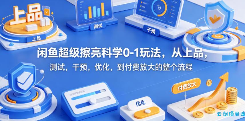 闲鱼超级擦亮科学0-1玩法，从上品，测试，干预，优化，到付费放大的整个流程-云创项目库