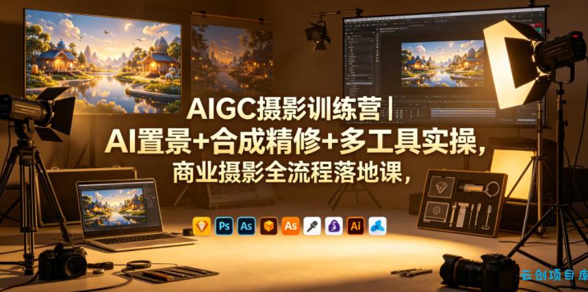 AIGC摄影训练营｜AI置景+合成精修+多工具实操，商业摄影全流程落地课-云创项目库