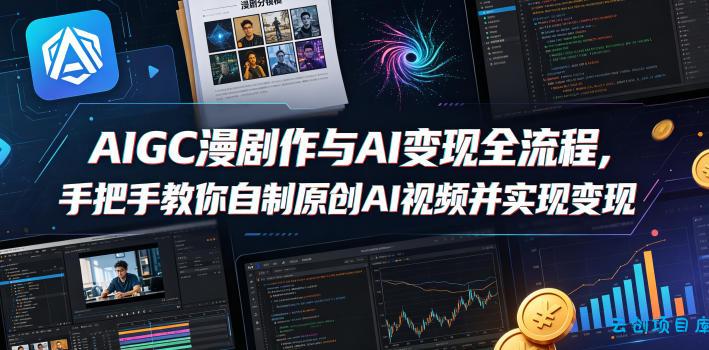 AIGC漫剧创作与AI变现全流程，手把手教你自制原创AI视频并实现变现-云创项目库