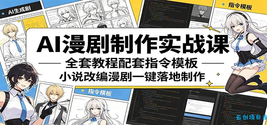AI漫剧制作实战课:全套教程配套指令模板,小说改编漫剧一键落地制作-云创项目库