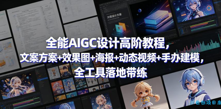 全能AIGC设计高阶教程，文案方案+效果图+海报+动态视频+手办建模，全工具落地带练-云创项目库