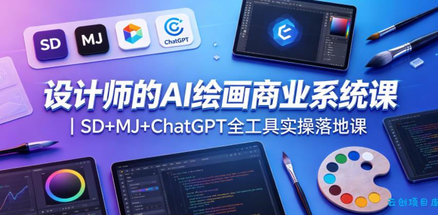 设计师的AI绘画商业系统课｜SD+MJ+ChatGPT全工具实操落地课-云创项目库