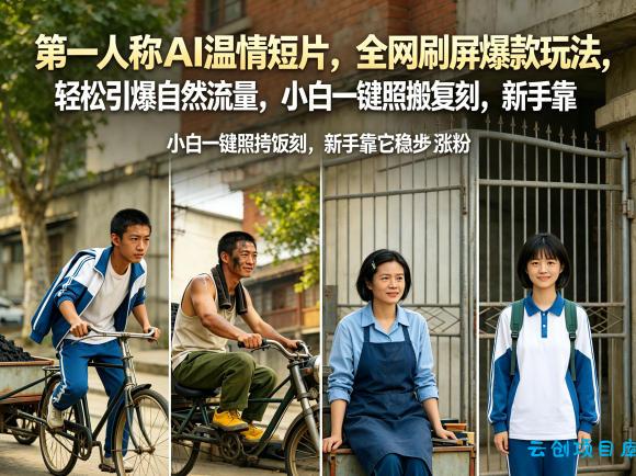 第一人称AI温情短片，全网刷屏爆款玩法，轻松引爆自然流量，小白一键照搬复刻，新手靠它稳步涨粉-云创项目库