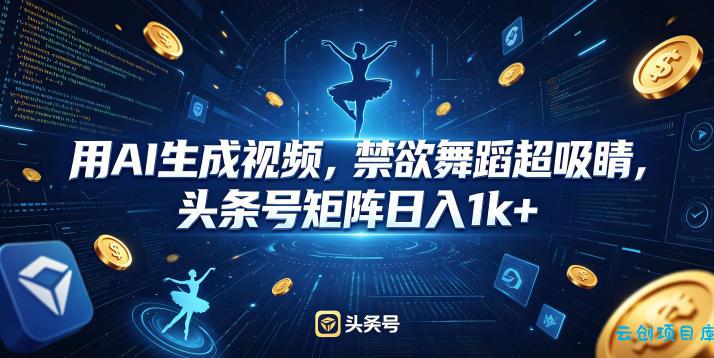 用AI生成视频，禁欲舞蹈超吸睛，头条号矩阵日入1k+-云创项目库