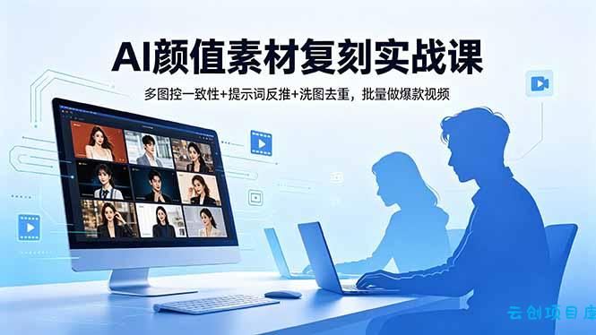 AI颜值素材复刻实战课，多图控一致性+提示词反推+洗图去重，批量做爆款视频-云创项目库