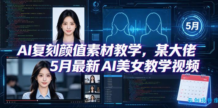 AI复刻颜值素材教学，某大佬5月最新AI美女教学视频，内含4月好物复刻教学-云创项目库